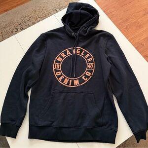 Wrangler Black Orange Pullover Hoodie Sweater Jeep Rustic Vintage Western Y2K